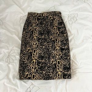 Vintage YSL Yves Saint Laurent black and gold snakeskin pencil skirt